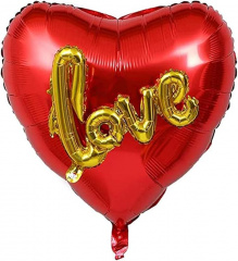 Шар (32"/82 см) Сердце, LOVE, Красный, 1 шт.