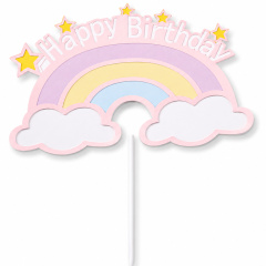 Топпер, Радуга, Розовая, HAPPY BIRTHDAY, 1 шт.