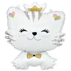 Шар (28''/71 см) Фигура, Котенок Принцесса, Белый, 1 шт. в уп.