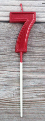Свеча цифра 7, красная, 5 см, 1 шт. 