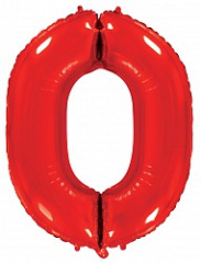 Ф Шар (40''/102 см) Цифра 0, Красный, 1 шт. в уп.
