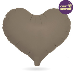 Шар (24"/61 см) Сердце, Темно-Коричневый, 1 шт. в уп.