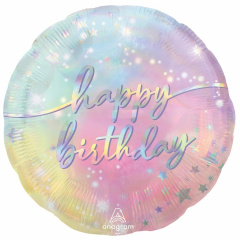 A Шар (18''/46 см) Круг, Happy Birthday, Сияние, 1 шт.