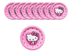 Тарелки (7''/18 см) Котенок розовый, 10 шт.