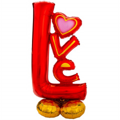 Шар (58"/ 147 см) Фигура на подставке, LOVE, Красный, 1 шт.
