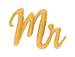 Шар (39"/99 см) Надпись MR, Золото, 1 шт. в уп.