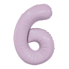 Шар (40''/102 см) Цифра 6, Slim, Орхидея, 1 шт. в уп.